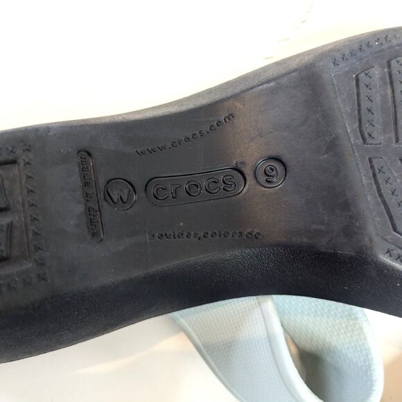 Crocs Madeira Wedge Slide Sandals Women's 9 Navy Blue Light Blue 2-Strap Comfort - Picture 11 of 14